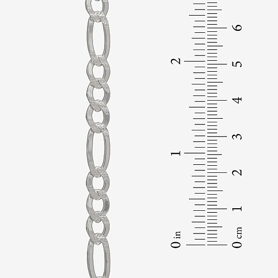 Made in Italy Mens Sterling Silver 8 1/2 Inch Solid Figaro Chain Bracelet