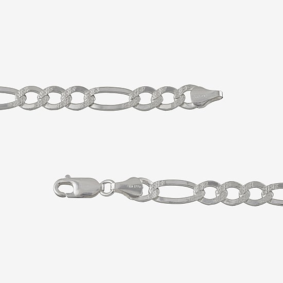 Made in Italy Mens Sterling Silver 8 1/2 Inch Solid Figaro Chain Bracelet