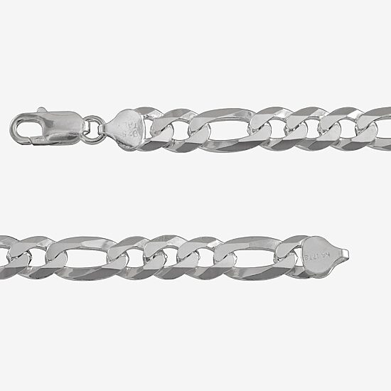 Made in Italy Mens Sterling Silver 9 Inch Solid Figaro Chain Bracelet
