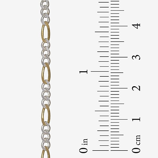 Silver Two-Tone 10" Figaro Ankle Bracelet