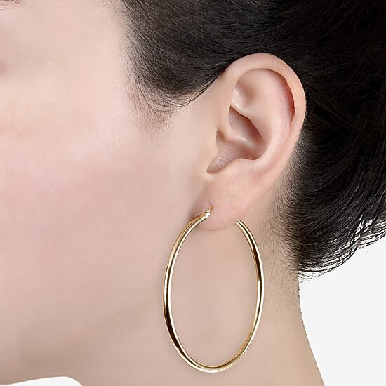 Womens 14K Gold Over Silver Sterling Silver 65mm Hoop Earrings