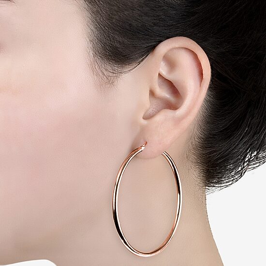 Womens 14K Gold Over Silver Sterling Silver 65mm Hoop Earrings