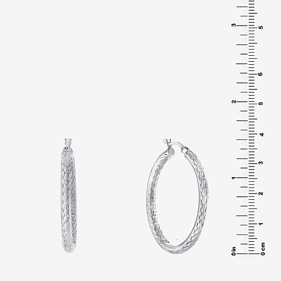Womens Sterling Silver 37.8mm Hoop Earrings