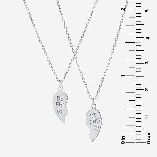 2 Piece Sterling Silver Best Friend Heart Pendant Necklace