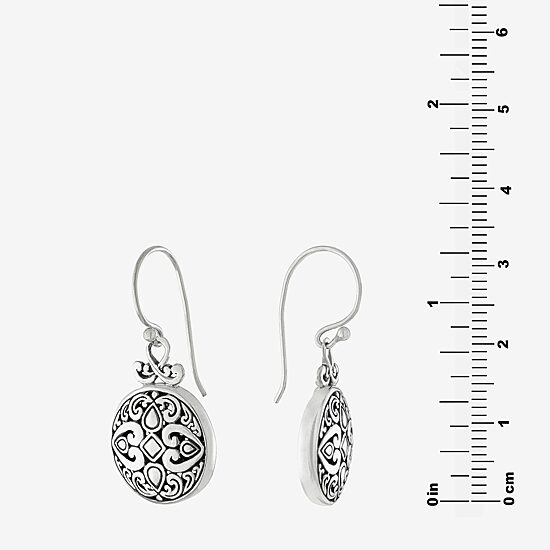 Womens Sterling Silver Round Drop Earrings