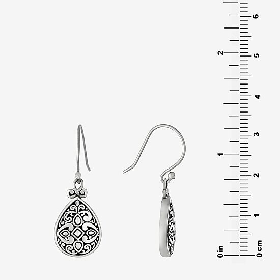 Womens Sterling Silver Pear Drop Earrings