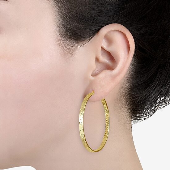 Womens 14K Gold Over Silver 50mm Hoop Earrings