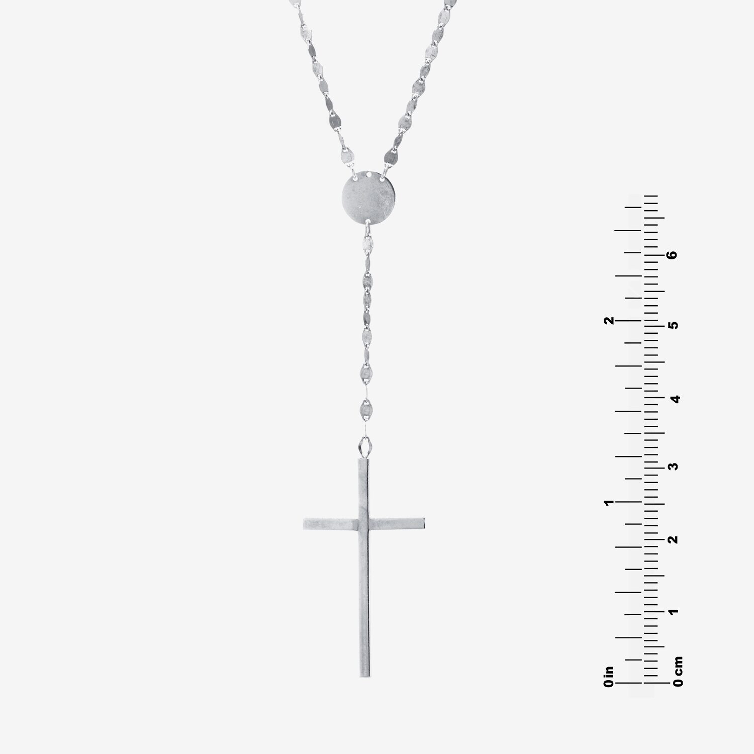 Womens Sterling Silver 18 Inch Rosary Necklace
