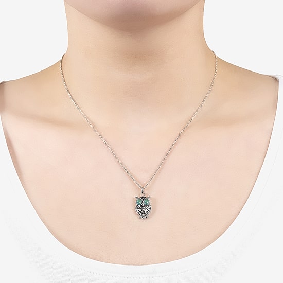 Womens Enhanced Blue Turquoise Sterling Silver 18 Inch Pendant Necklace