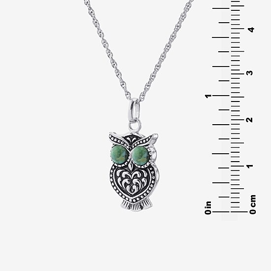 Womens Enhanced Blue Turquoise Sterling Silver 18 Inch Pendant Necklace