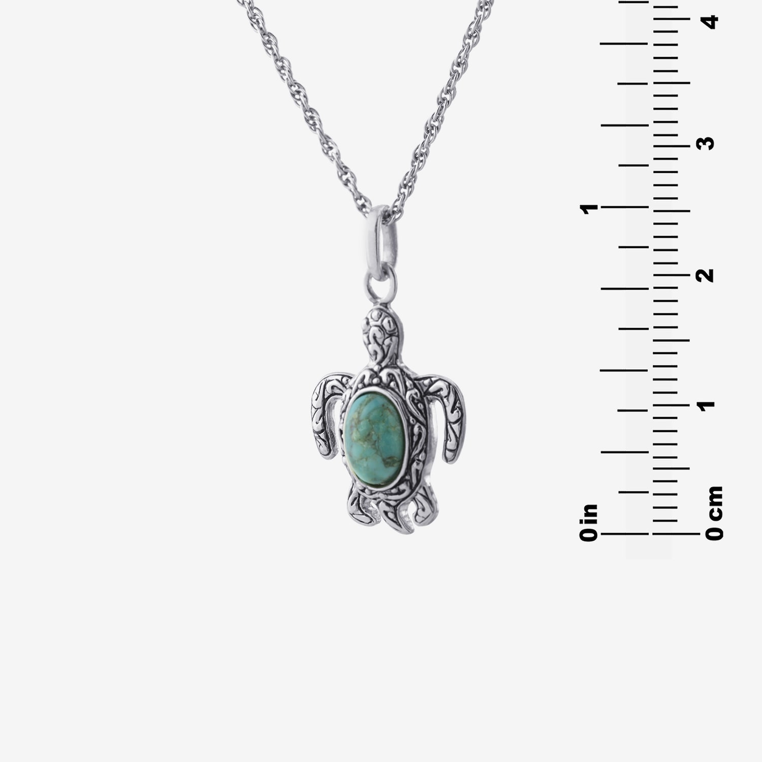 Turtle Womens Enhanced Blue Turquoise Sterling Silver 18 Inch Pendant Necklace