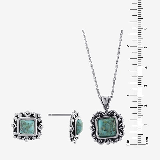 Womens Enhanced Blue Turquoise Sterling Silver 2-pc. Jewelry Set