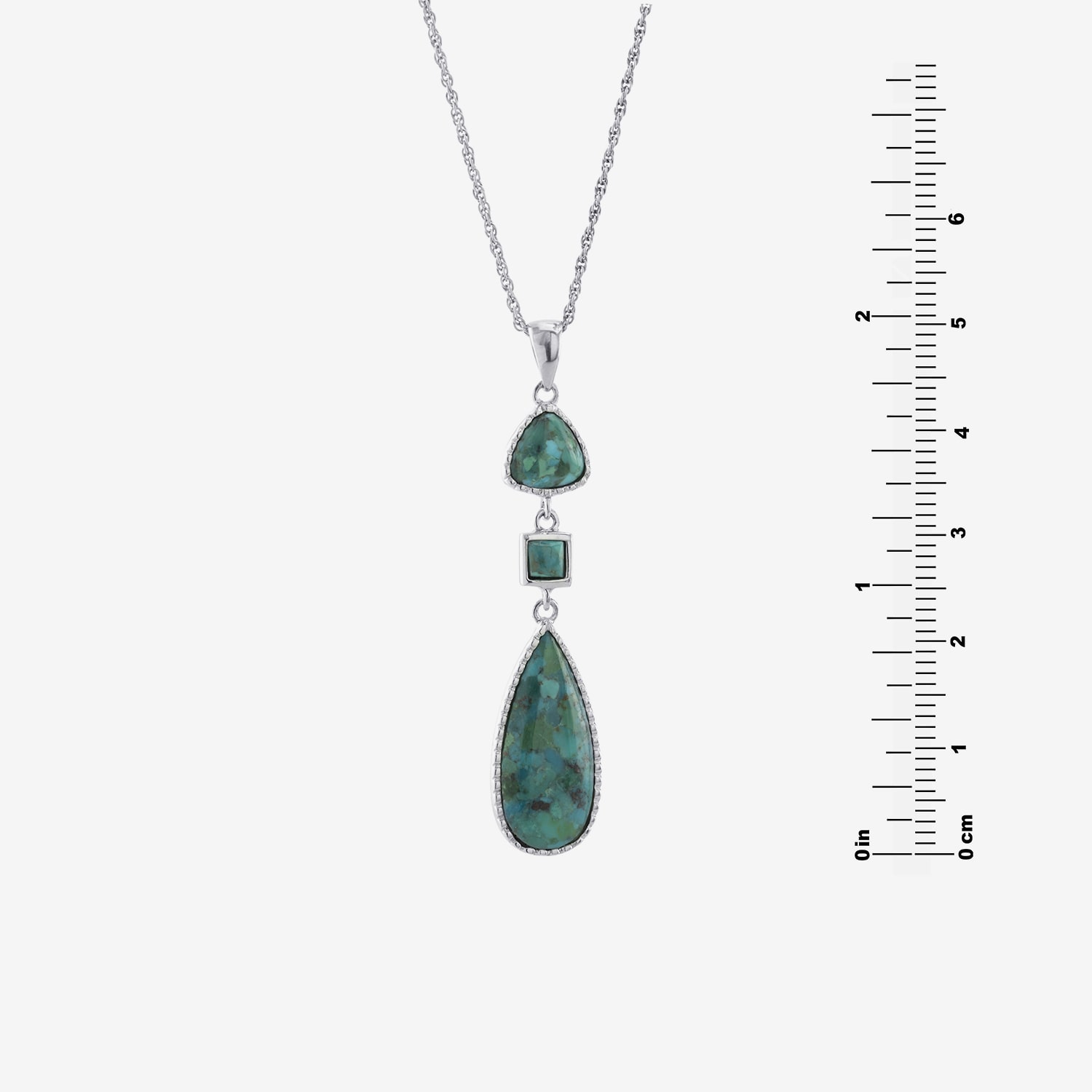 Womens Enhanced Blue Turquoise Sterling Silver 18 Inch Pendant Necklace
