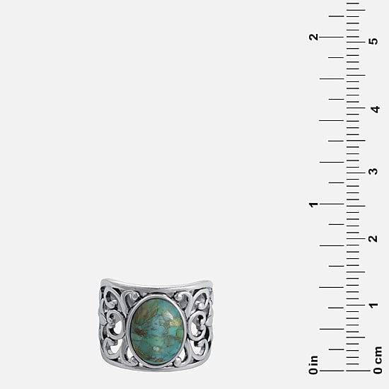 Womens 4.5MM Enhanced Blue Turquoise Sterling Silver Band