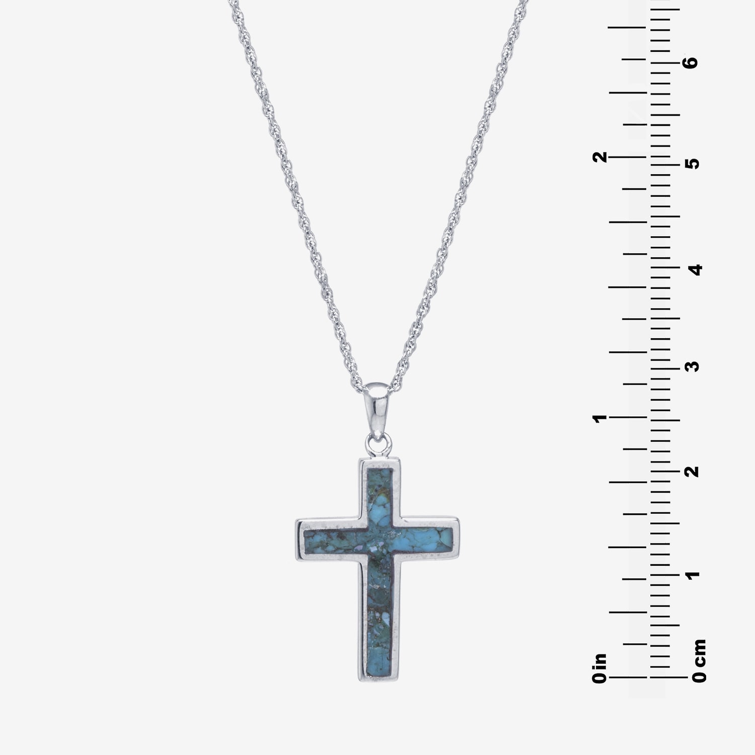 Womens Enhanced Blue Turquoise Sterling Silver Cross 18 Inch Pendant Necklace