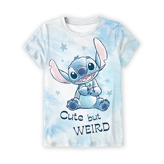 Disney Collection Little & Big Kid Girls Crew Neck Short Sleeve Regular Fit Lilo & Stitch Graphic T-Shirt