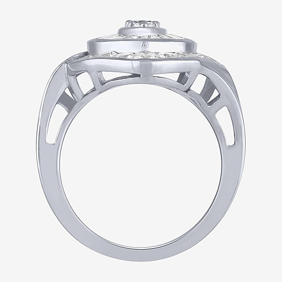 (G/ Si2) Womens 2 CT. T.W. Lab Grown White Diamond 10K Gold Marquise Cluster Cocktail Ring