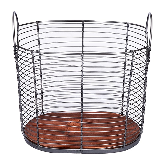 Baum Black Wire Basket with Wood Bottom