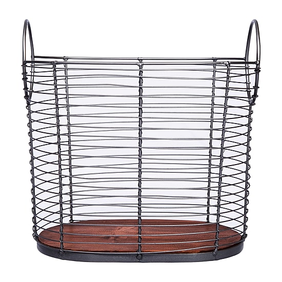 Baum Black Wire Basket with Wood Bottom