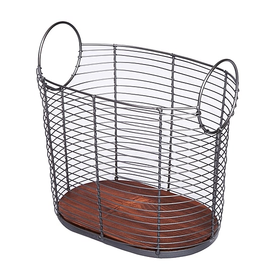 Baum Black Wire Basket with Wood Bottom