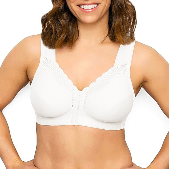 Exquisite Form® Women's FULLY Wireless Cotton Back & Posture Support Bra with Front Closure & Lace- 5100531