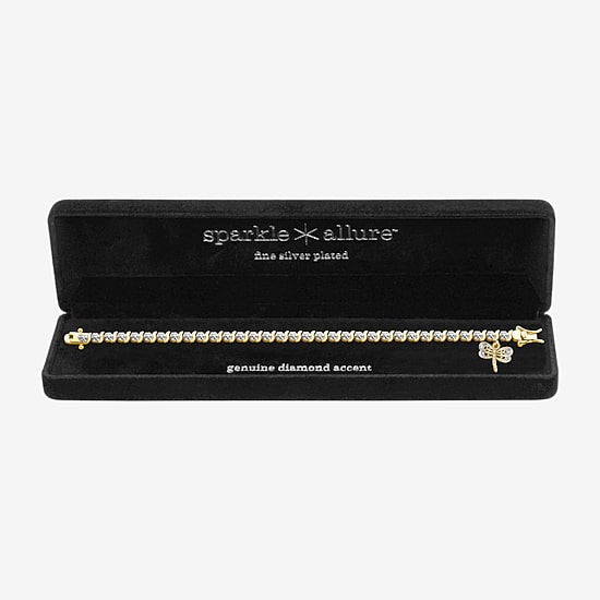 Sparkle Allure Dragonfly 14k Gold Over Bronze Womens Natural Diamond Accent Round 7.25 Inch Tennis Bracelet