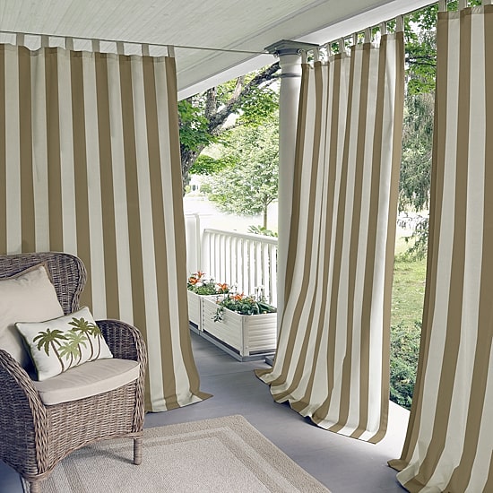 Threadmade Highland Stripe Uv 50+ Tab Top Light-Filtering Single Outdoor Curtain Panel