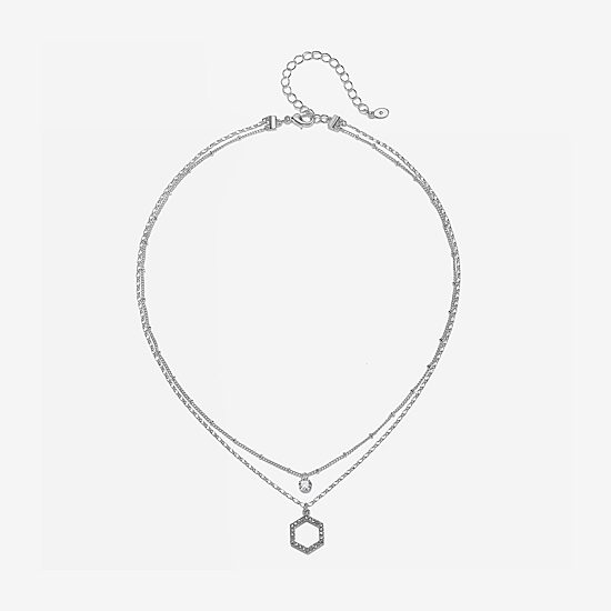 Bijoux Bar Delicates Hexagon Womens 16 Inch Strand Necklace