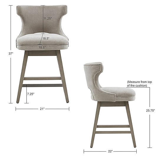 Madison Park Janet Counter Height Upholstered Swivel Bar Stool