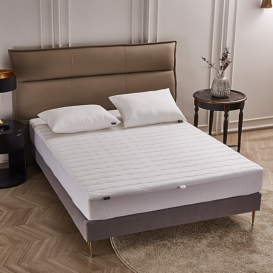 Farm To Home Organic Blended Cotton Wavy Channel Sown Alternative Mattress Pad