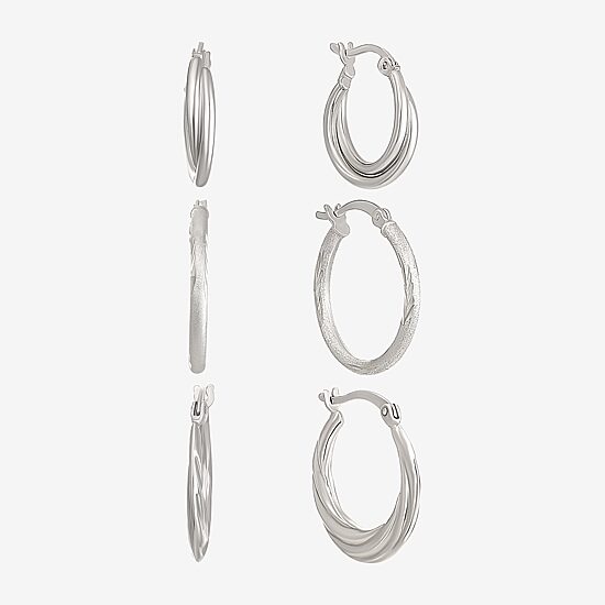 Womens Sterling Silver 6 Pair Earring Set