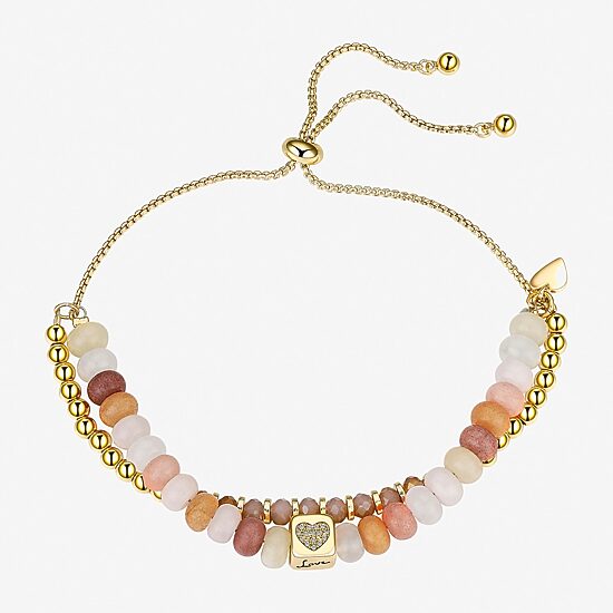 Footnotes Love Womens Cubic Zirconia 14K Gold Over Brass Heart Bolo Bracelet