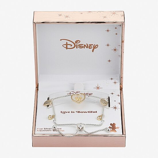 Disney Classics Love Womens Cubic Zirconia 14K Gold Over Brass Heart Minnie Mouse Bolo Bracelet