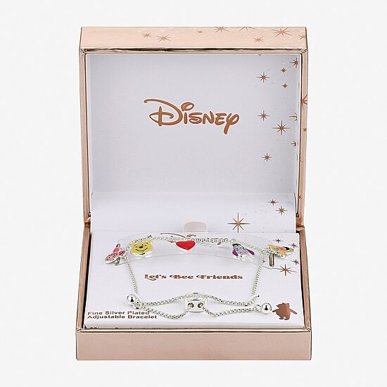 Disney Classics Friends Womens Heart Eeyore Piglet Tigger Bolo Bracelet
