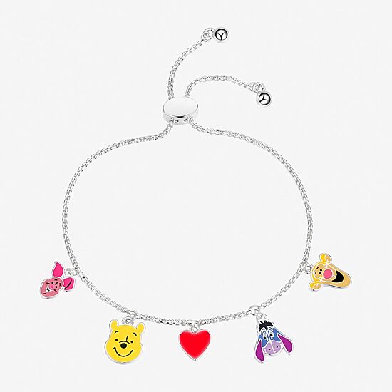 Disney Classics Friends Womens Heart Eeyore Piglet Tigger Bolo Bracelet