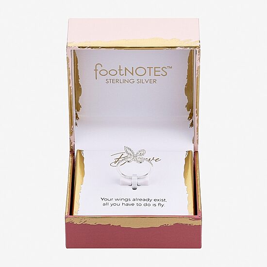 Footnotes Believe Womens Cubic Zirconia Sterling Silver Butterfly Band