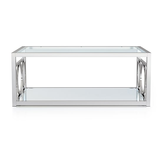 Furniture of America™ Jasper Glass Top Mirrored Storage Glass Coffee Table