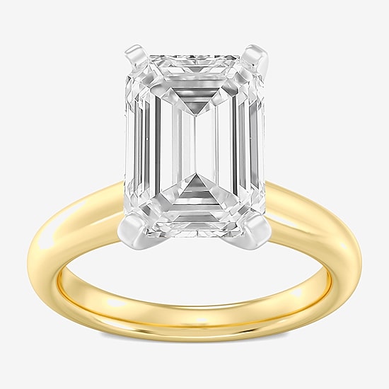 (F / VS1) Womens 5 CT. Lab-Grown White Diamond 14K Gold Emerald-cut Solitaire Engagement Ring