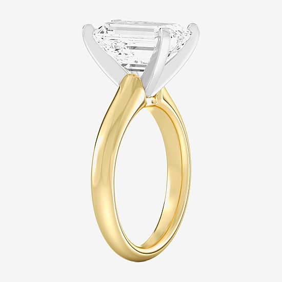 (F / VS1) Womens 5 CT. Lab-Grown White Diamond 14K Gold Emerald-cut Solitaire Engagement Ring