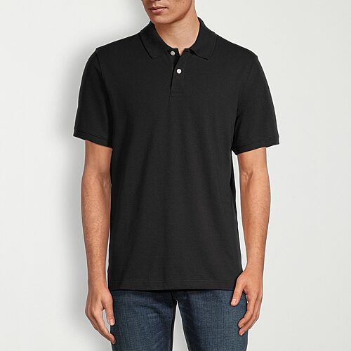 St. John's Bay Dexterity Premium Stretch Mens Classic Fit Easy-on + Easy-off Adaptive Short Sleeve Polo Shirt, Xx-large, Black