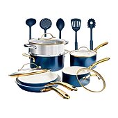 Gotham Steel Navy 15-pc. Ultra Nonstick Ceramic Cookware Set with Utensils