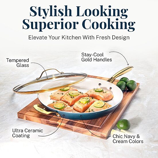 Gotham Steel Navy 15-pc. Ultra Nonstick Ceramic Cookware Set with Utensils