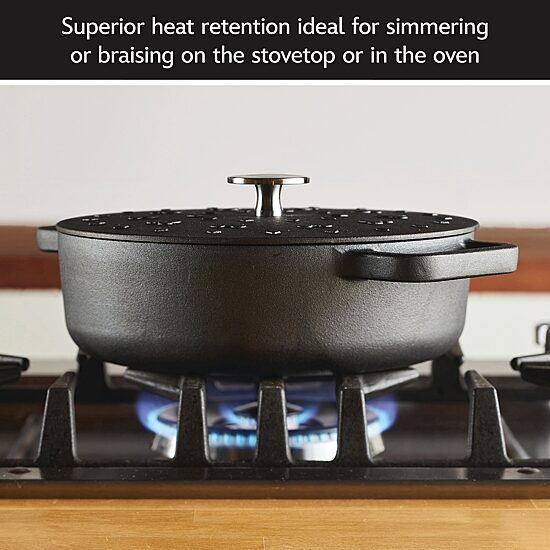 Farberware Disney Monochrome Pre Seasoned Cast Iron 3-qt. Shallow Casserole with Lid
