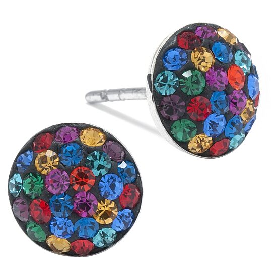 Silver Treasures Crystal Sterling Silver 9mm Round Stud Earrings