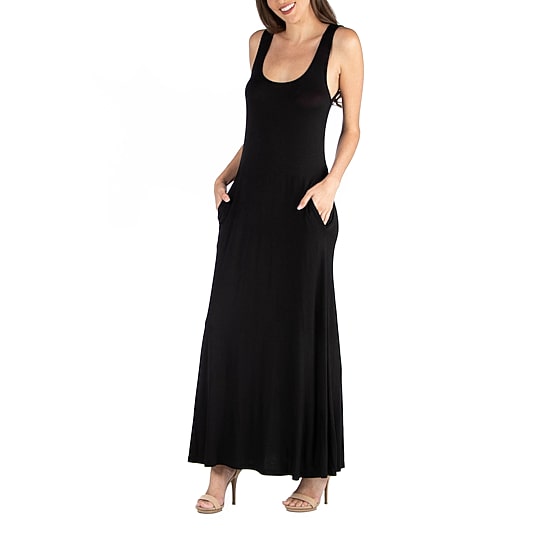 24/7 Comfort Apparel Scoop Neck Sleeveless Maxi Pocket Dress