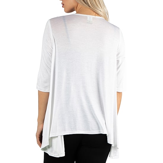 24/7 Comfort Apparel 3/4 Length Sleeve Open Cardigan