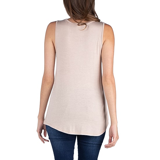24/7 Comfort Apparel V Neck Tunic Tank Top with Round Hemline