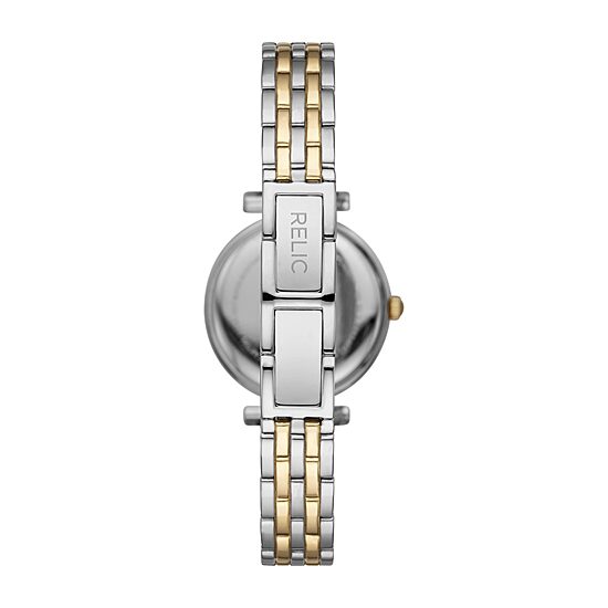Relic By Fossil Kimberly Womens Crystal Accent Two Tone Bracelet Watch Zr34593