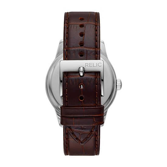 Relic By Fossil Myles Mens Brown Leather Strap Watch Zr77325