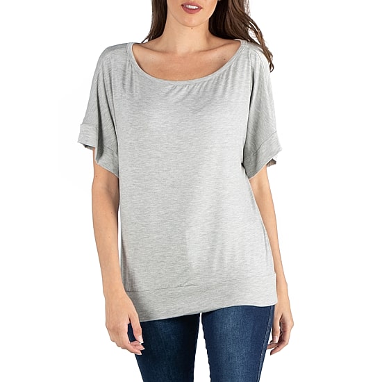 24/7 Comfort Apparel Loose Fit Dolman Top with Wide Sleeves